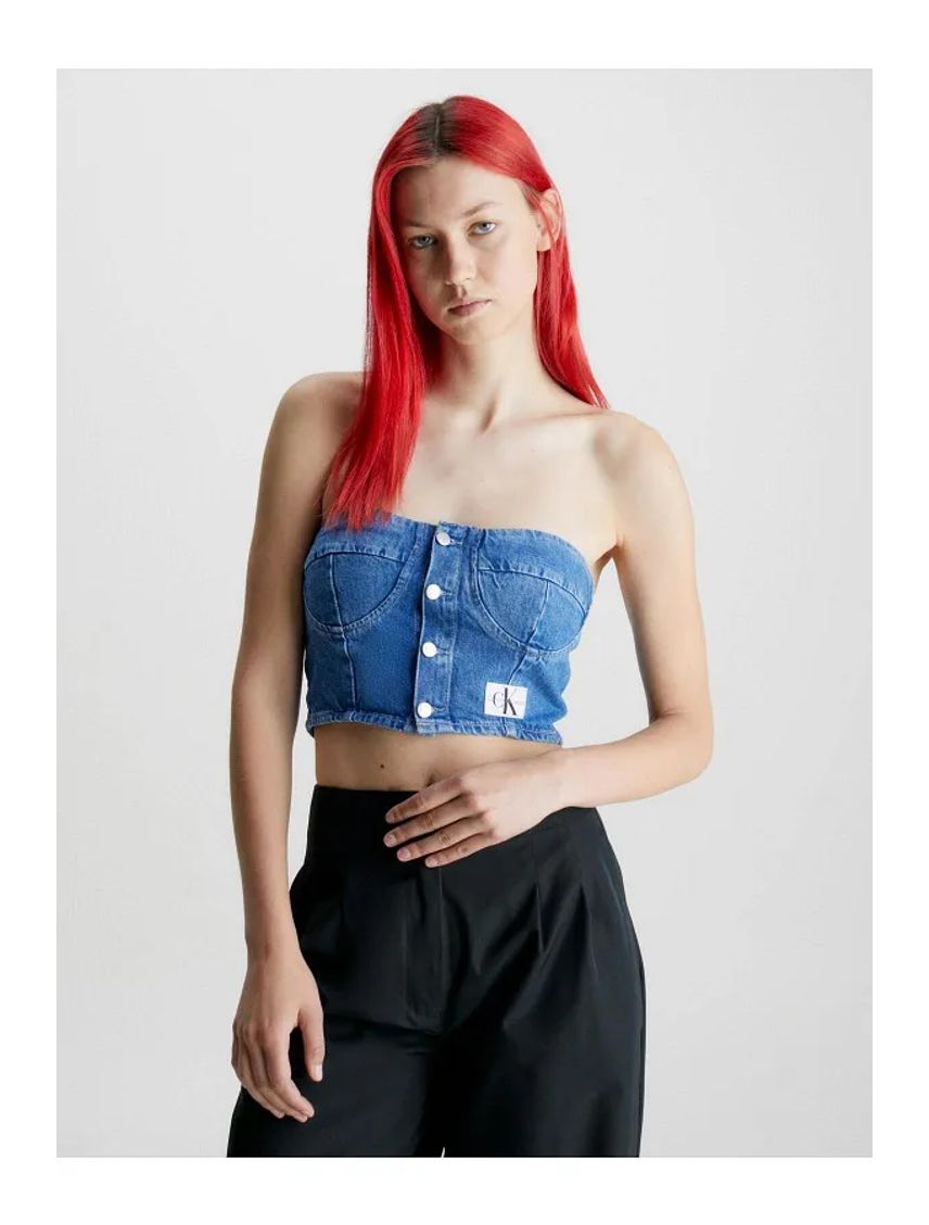 Crop Top Azul De Jeans Para Mujer