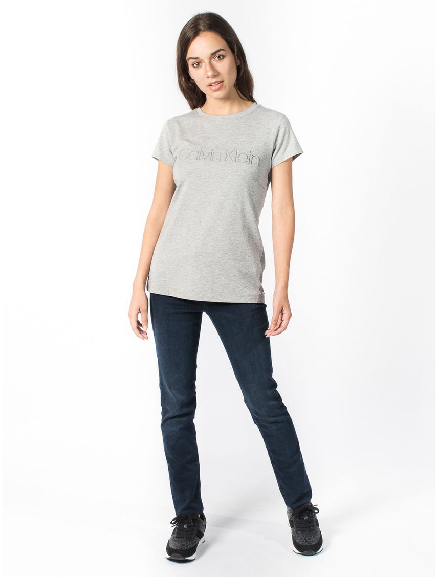 Camiseta Con Logo Mujer Gris Calvin Klein