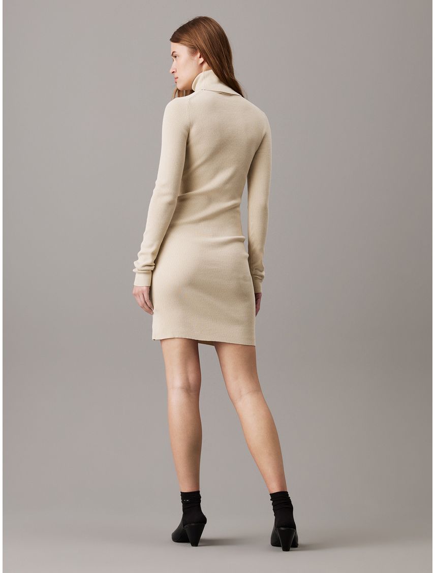Vestido gris tejido slim de punto de canalé de algodón