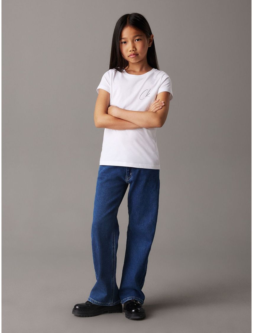 Camiseta Para Niña Blanca Slim Con Logo