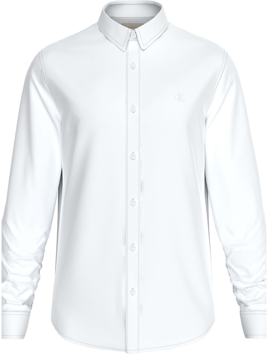 Camisa Blanca Slim Con Mini Monograma Para Hombre
