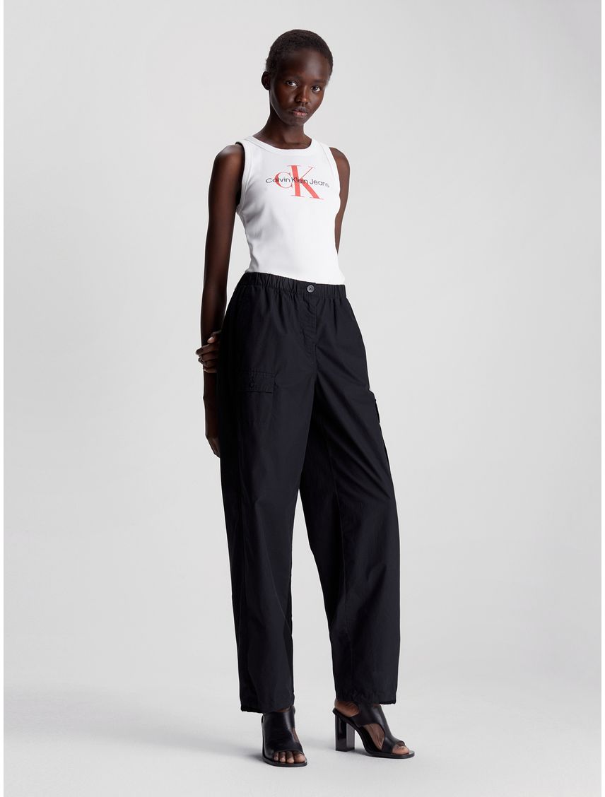 Pantalón negro cargo recto de algodón