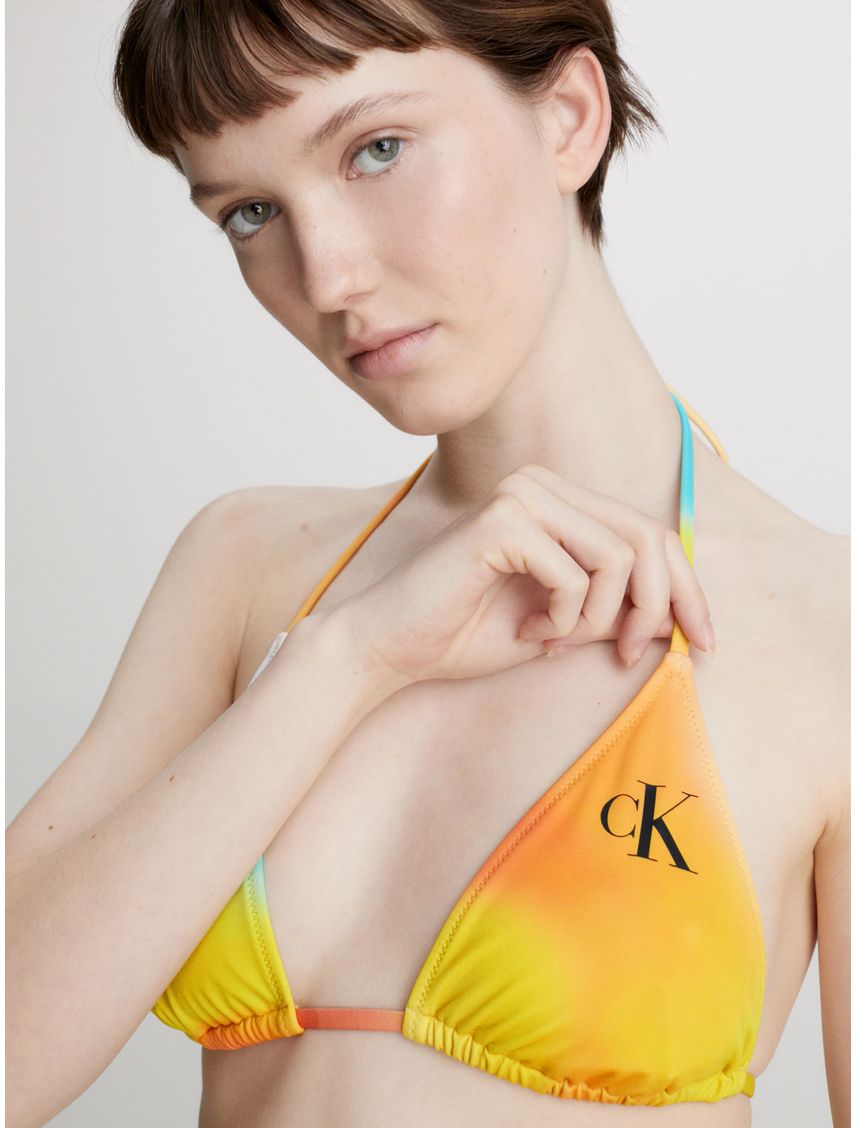 Top Vestido de Baño Estampado Con Logotipo Para Mujer