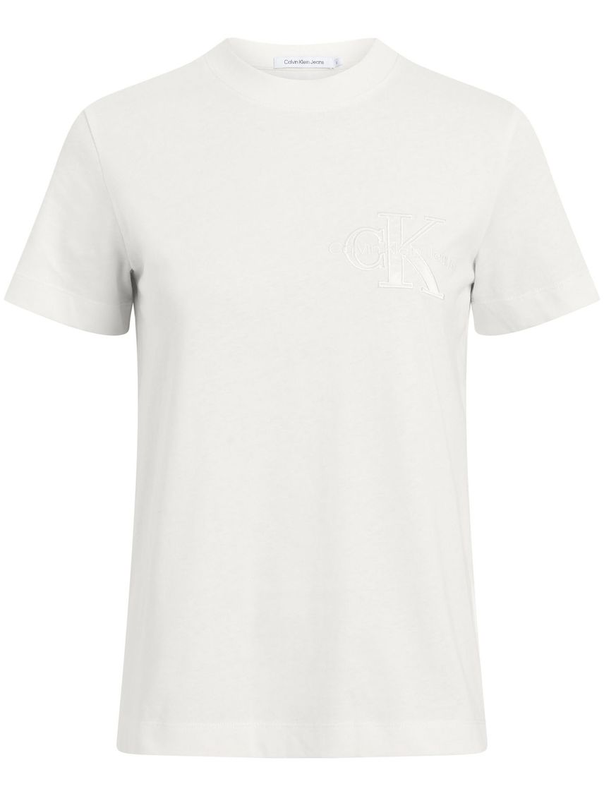 Camiseta blanca regular con aplique de satén