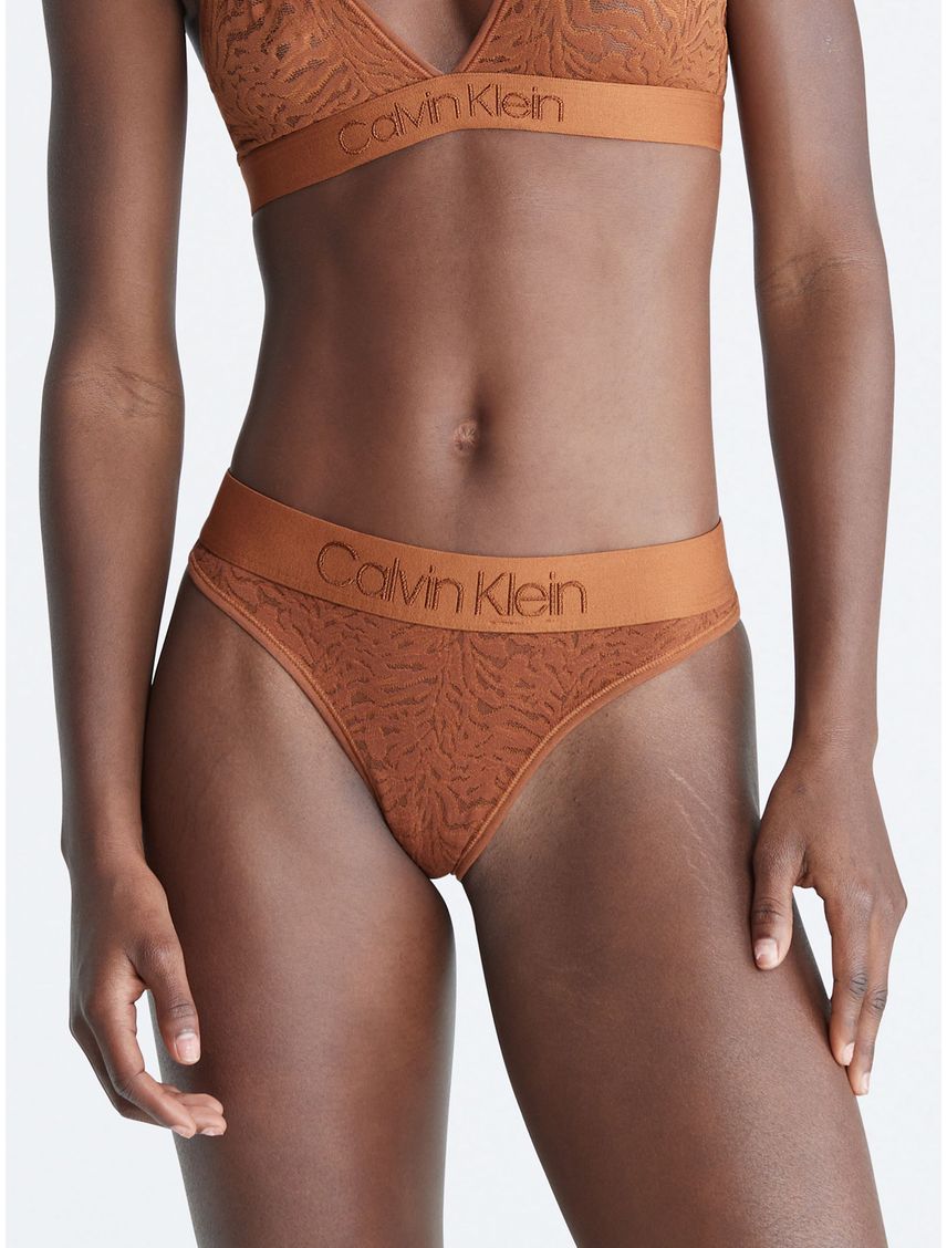 Pantie Cafe Tipo Tanga Con Encaje Tonal - Intrinsic