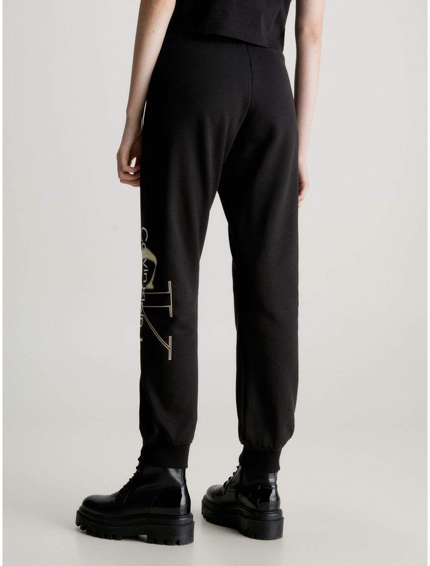Pantalón Negro De Chándal Con Monograma