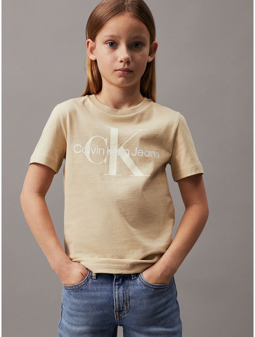Camiseta Para Niño Beige Unisex Con Logo