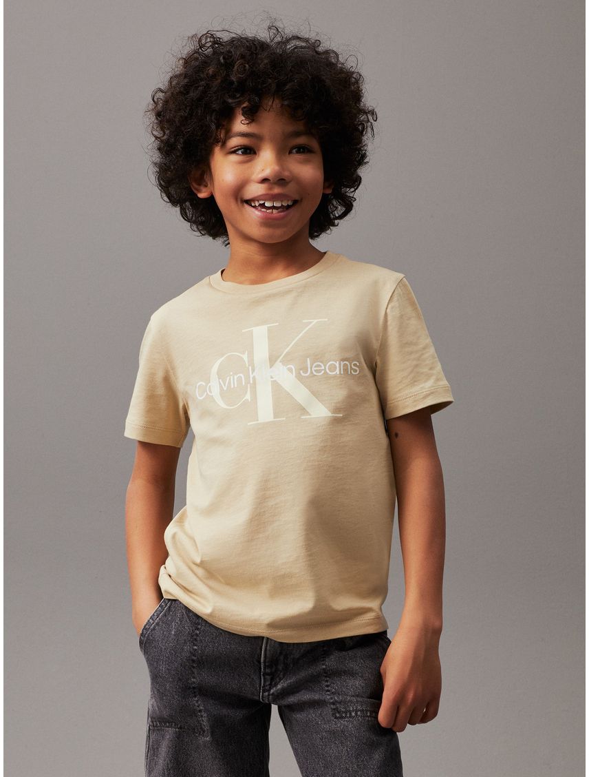 Camiseta Para Niño Beige Unisex Con Logo