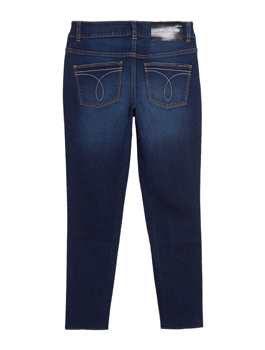 Jeans Azul Knee Rip Ankle Para Niña