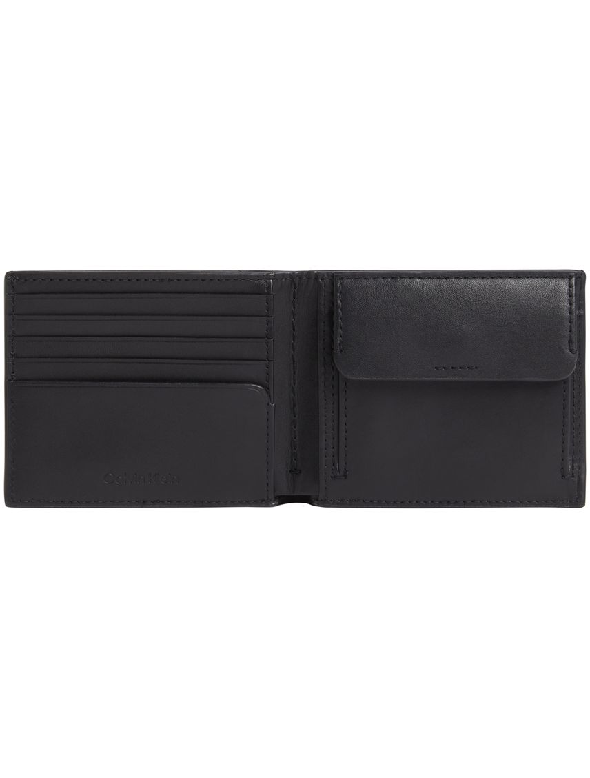 Billetera negra con monograma estampado