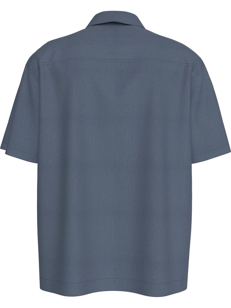 camisa-azul-manga-corta-lino