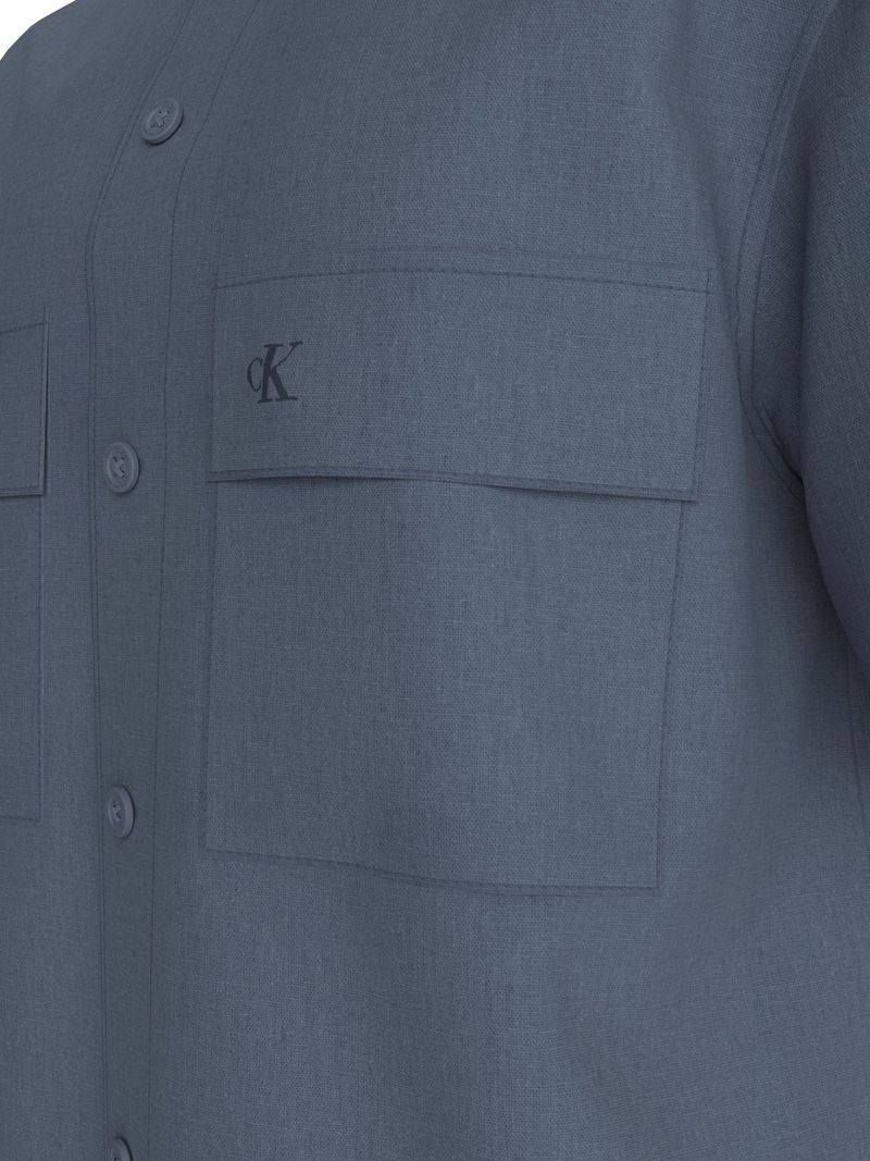 camisa-azul-manga-corta-lino