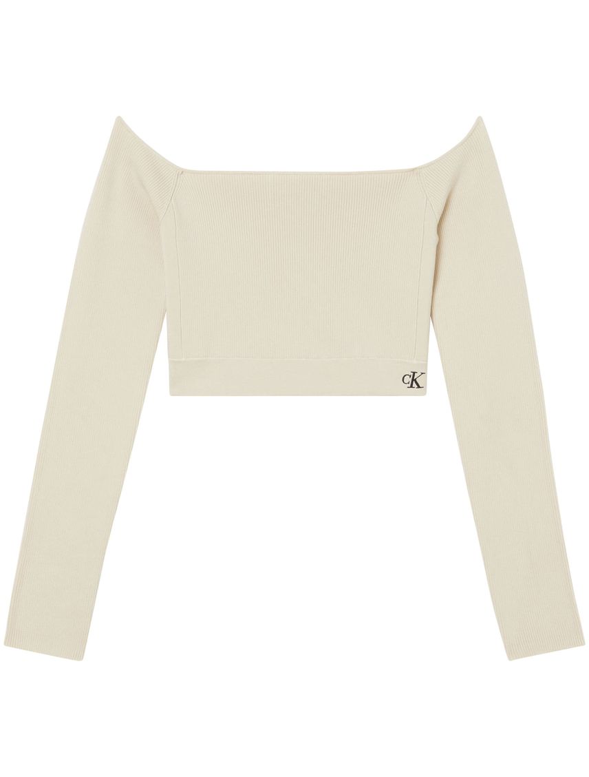 Saco Beige Cropped Manga Larga Con Logo Para Mujer