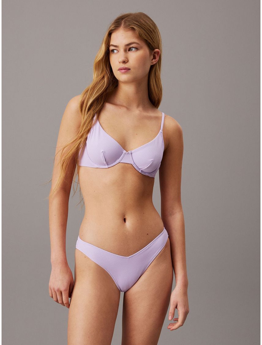 Parte morado superior de bikini - CK Monogram Texture