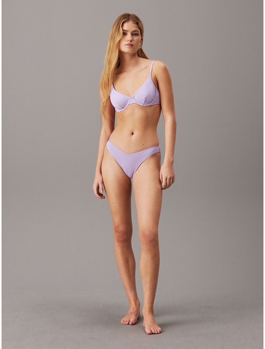 Parte morado superior de bikini - CK Monogram Texture