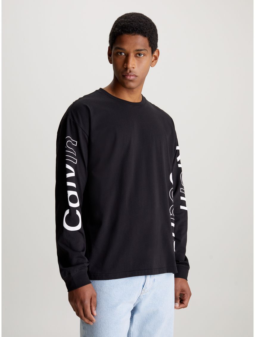 Camiseta De Manga Larga Con Logo Gráfico Para Hombre