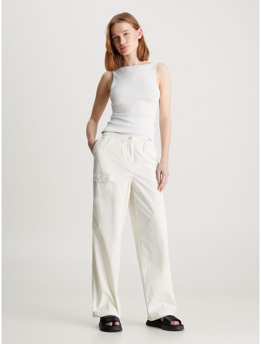 Pantalón blanco cargo recto de algodón