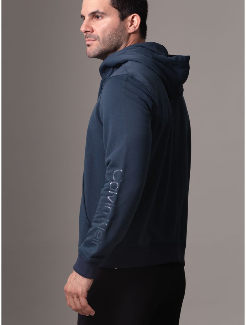 Buzo Azul Deportivo Con Cremallera Y Capota