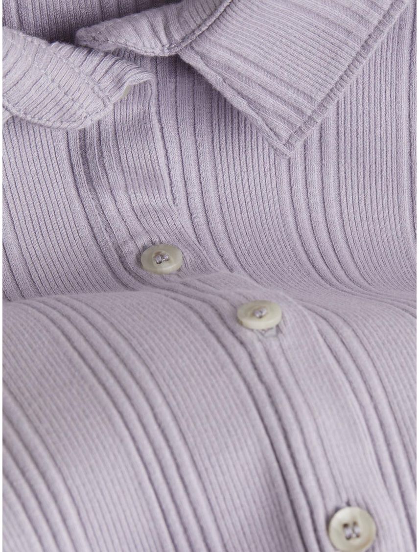 Camisa Morada Cropped De Punto Canalé Para Mujer