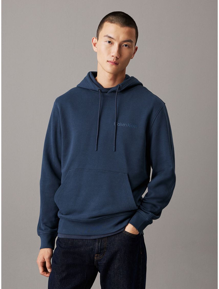 Buzo Azul Con Capota Y Logo Tonal Para Hombre