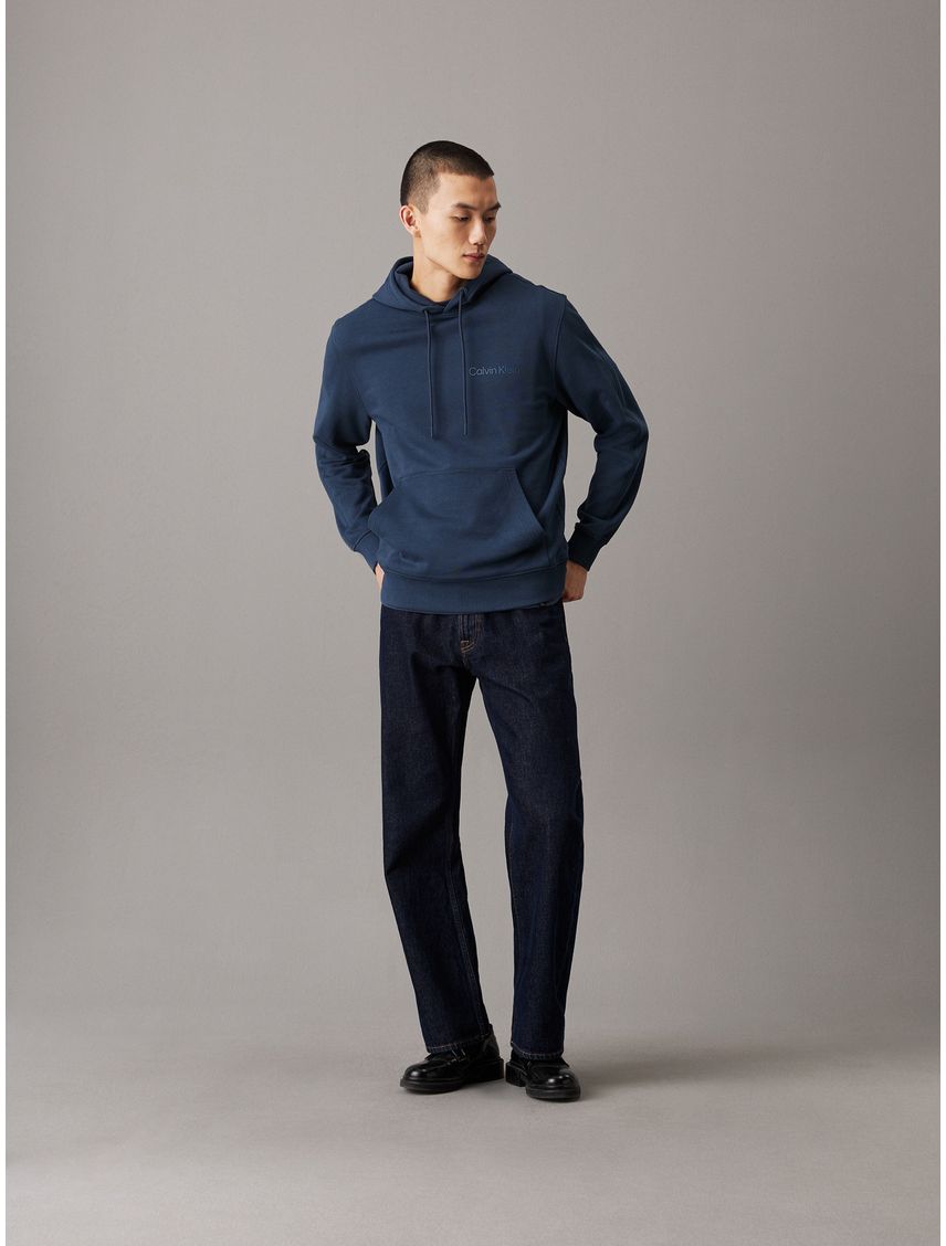 Buzo Azul Con Capota Y Logo Tonal Para Hombre