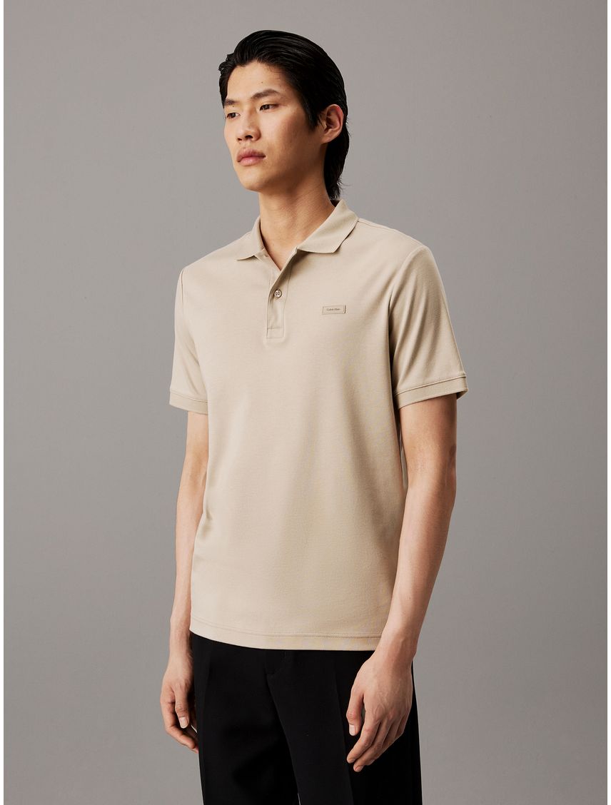 Polo Beige Slim De Algodón Para Hombre
