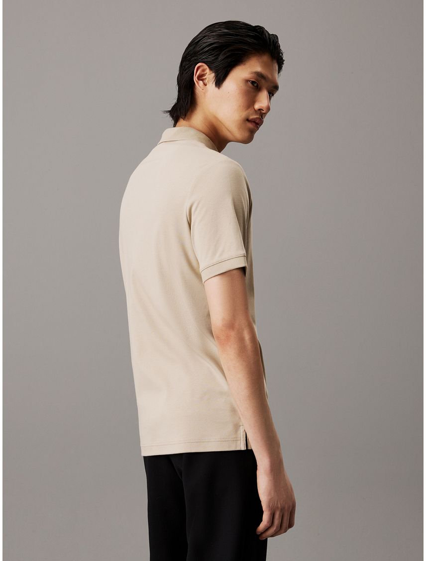 Polo Beige Slim De Algodón Para Hombre