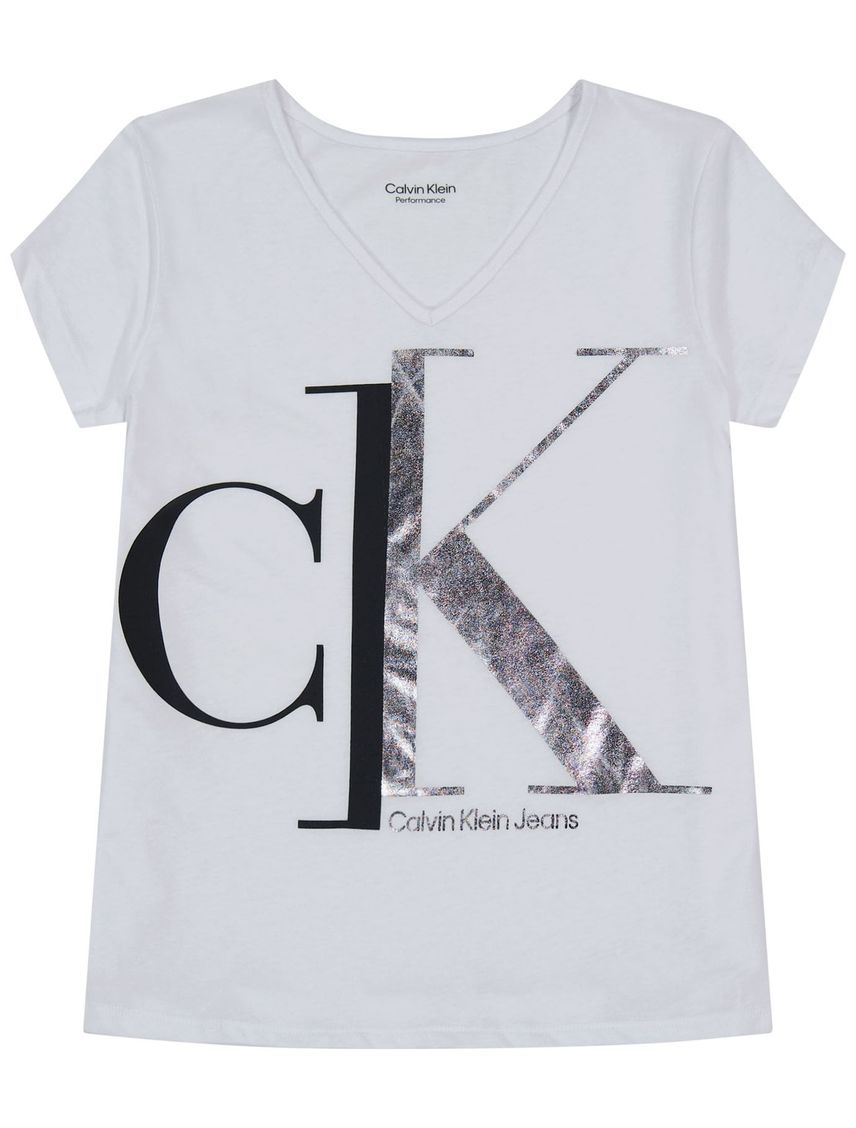 Camiseta Con Cuello V Blanco Para Niña