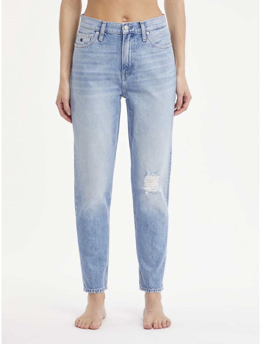Jeans Celeste Con Logo Bordado Para Mujer