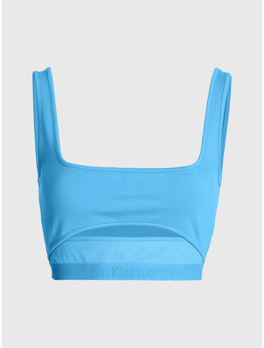 Top Azul Punto Milano Con Recort Para Mujer