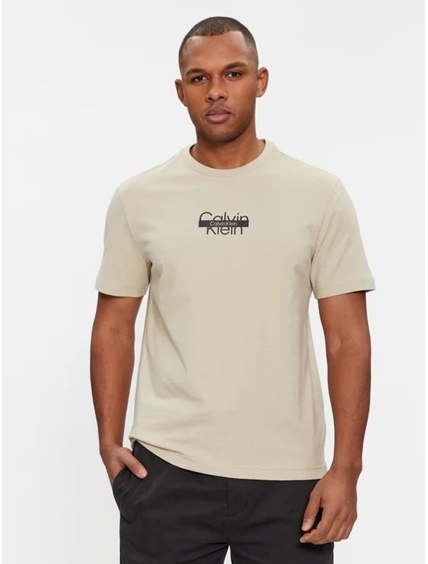 Camiseta Beige de algodón con logotipo Para Hombre
