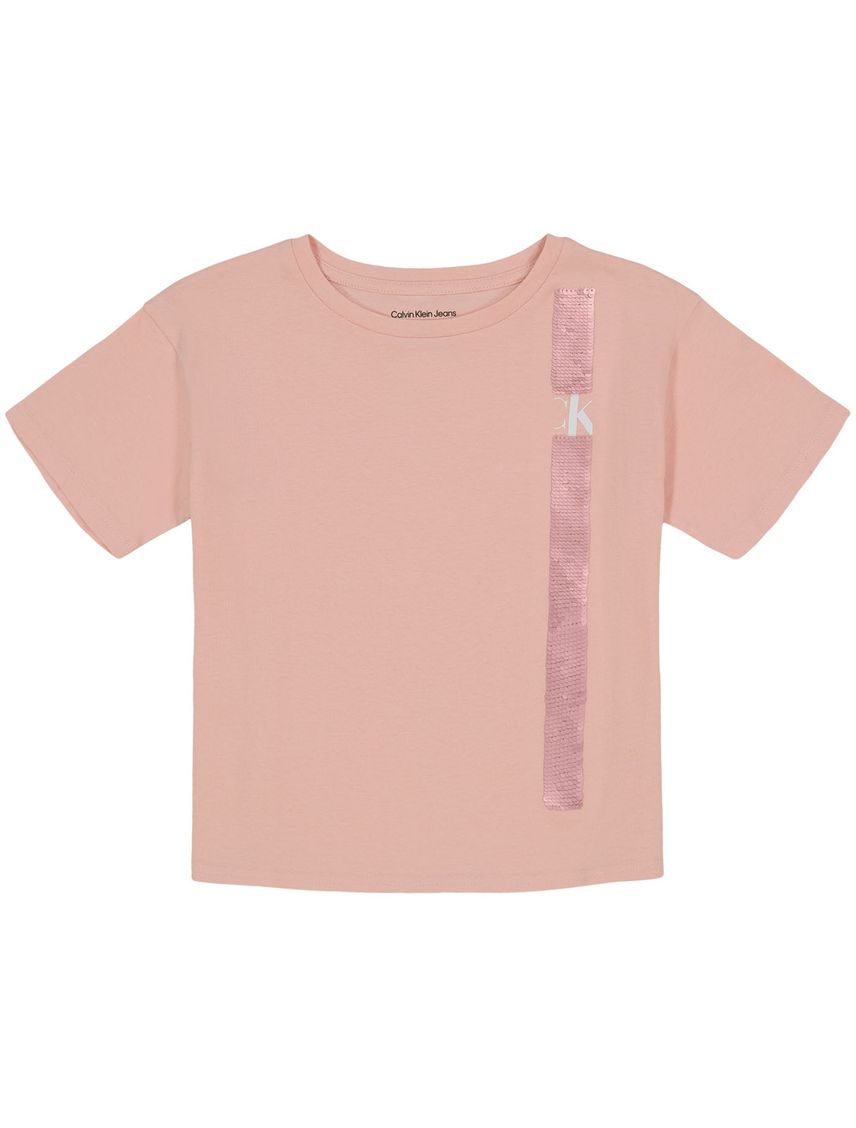 Camiseta Con Cuello Redondo Rosado Para Niña