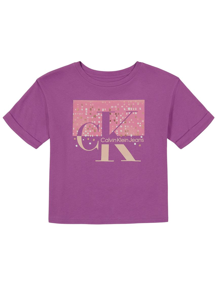 Camiseta Con Cuello Redondo Morado Para Niña