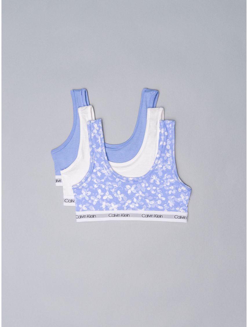 Paquete celeste de 3 bralettes - Modern cotton para niñas