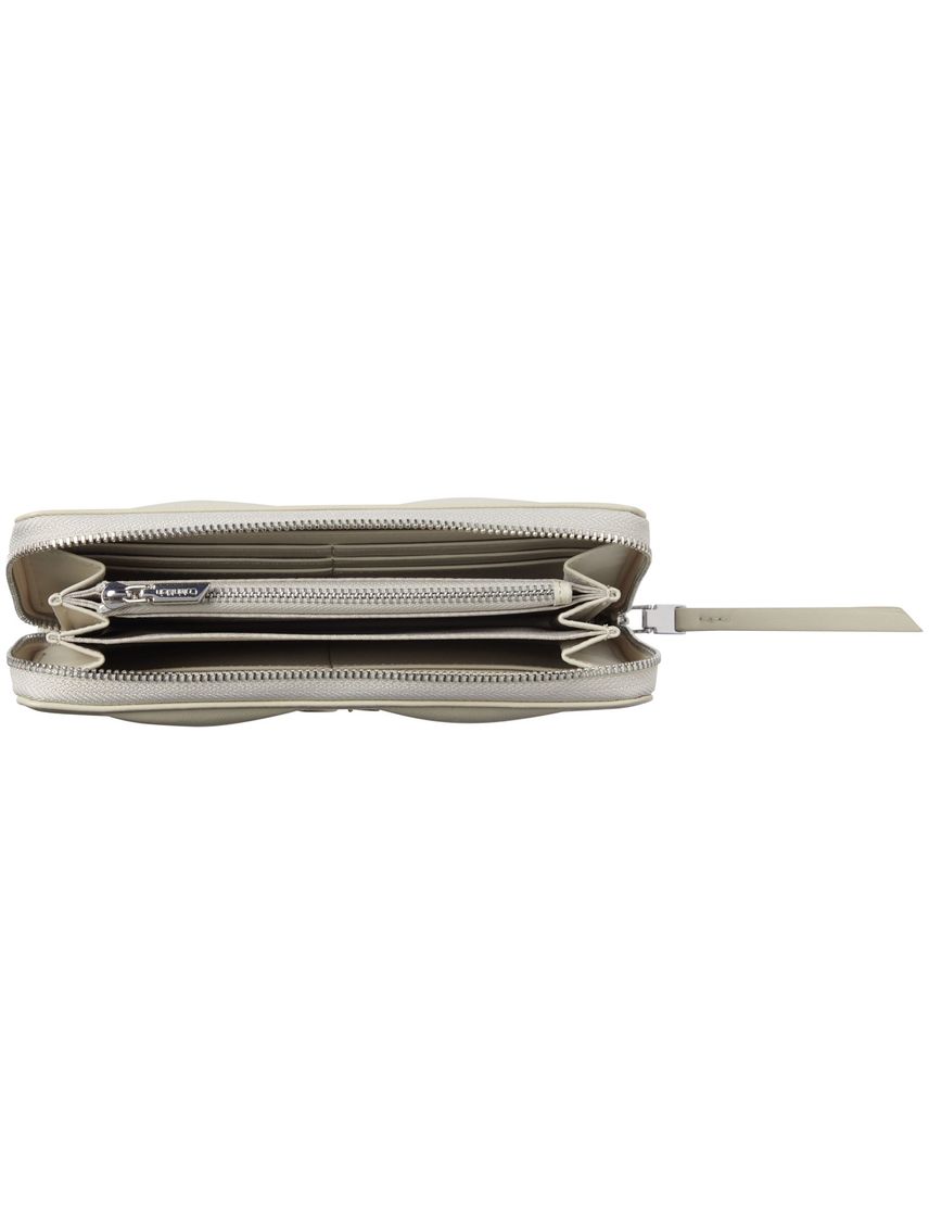Billetera beige con diseño acolchado con Cierre de cremallera