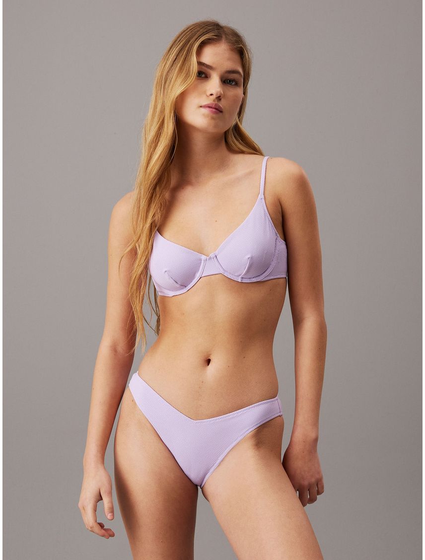 Partes morado inferior de bikini tipo brasileña - CK Monogram Texture
