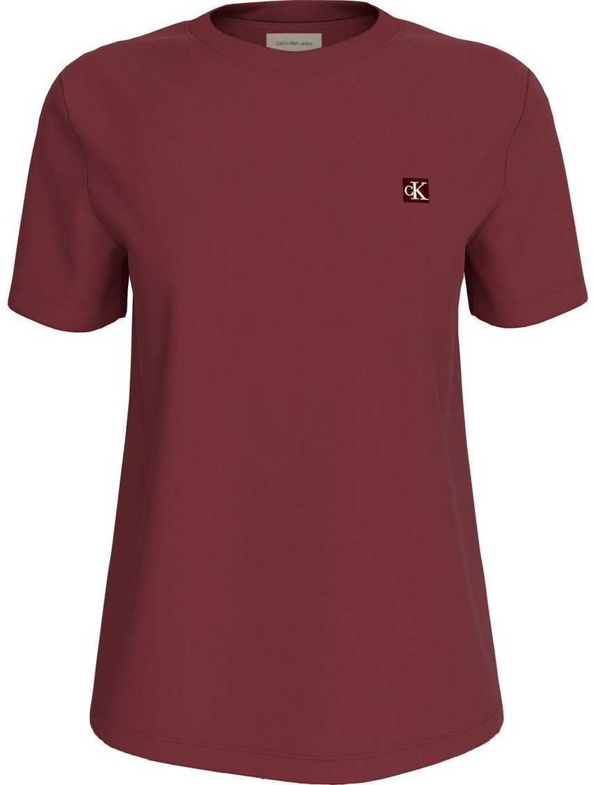 Camiseta roja de algodón con insignia