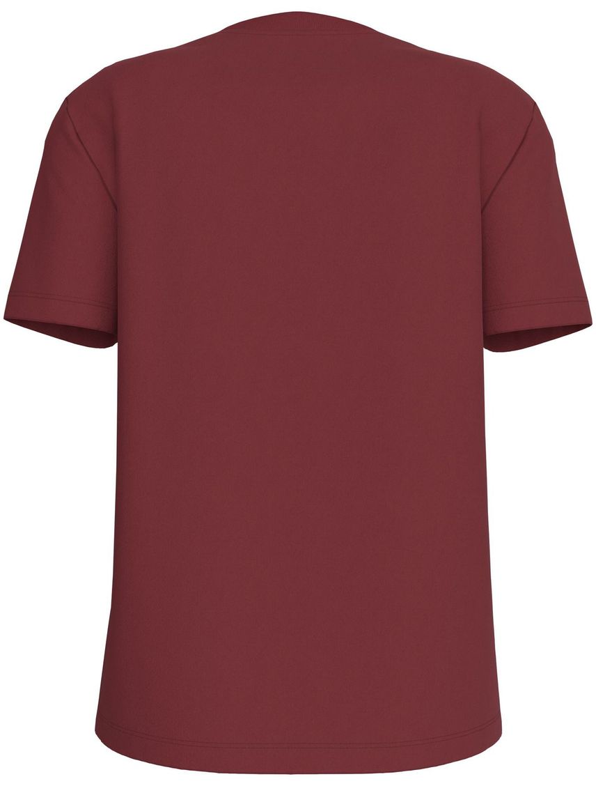 Camiseta roja de algodón con insignia