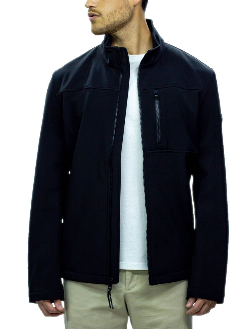 Chaqueta Negra Rompeviento Con Cremallera Para Hombre