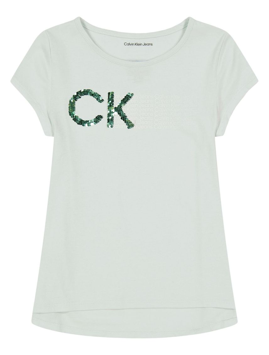 Camiseta Con Logotipo De Lentejuelas Verde Para Niña