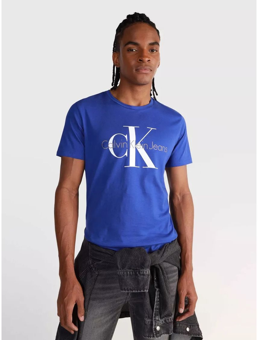 Camiseta Basica De Algodón Con Monograma Para Hombre