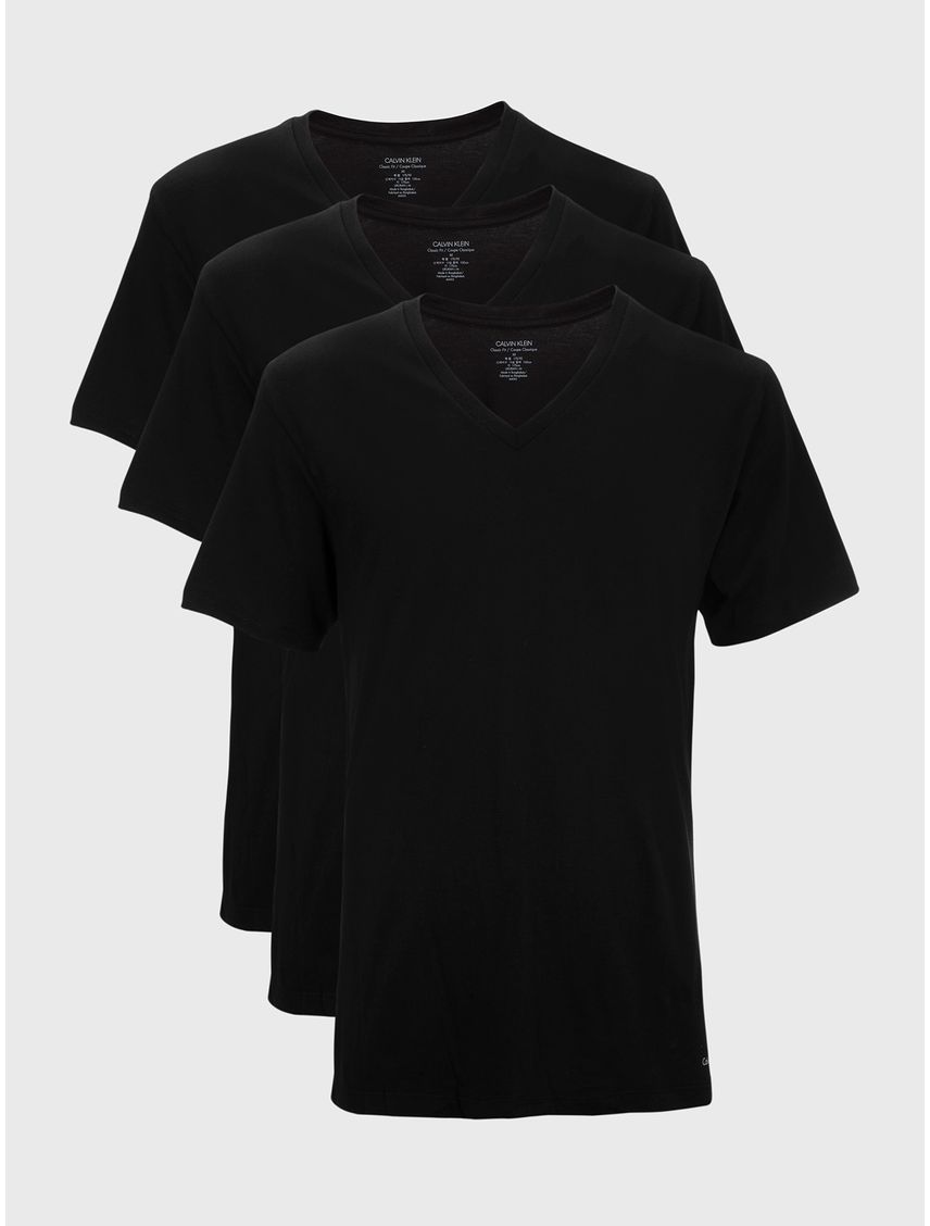 Pack De 3 Camisetas Negras De cuello en V Para Hombre