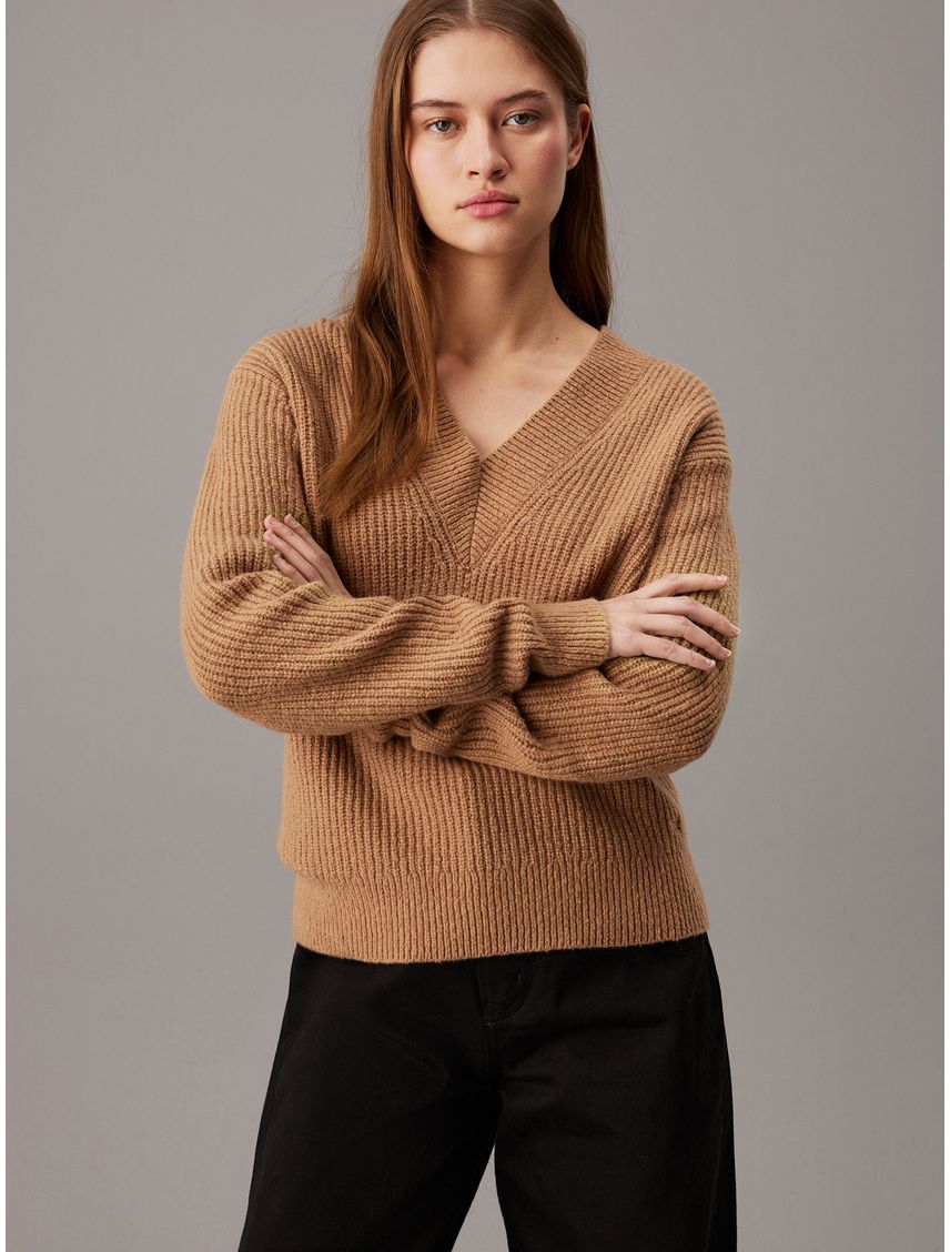 Saco beige tejido de pico de buclé de canalé