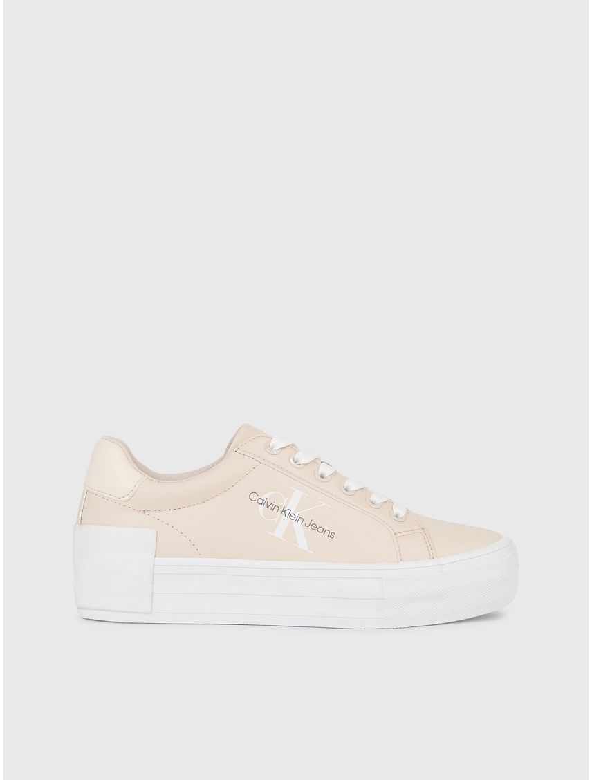 Tenis rosado con plataforma vulcanizado de cuero