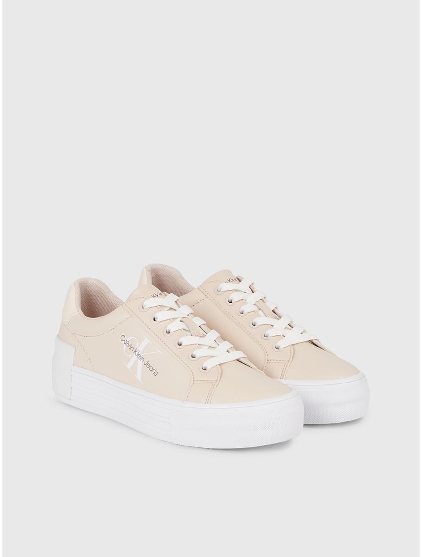 Tenis rosado con plataforma vulcanizado de cuero