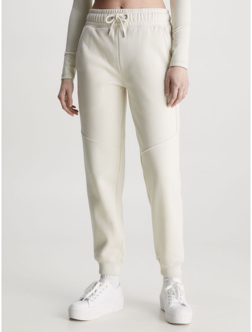 Pantalón Beige De Chándal Holgado Con Logo Tape