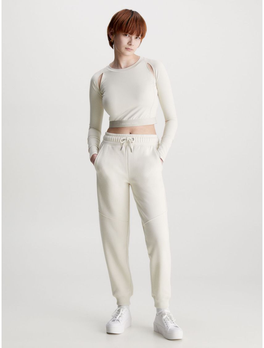 Pantalón Beige De Chándal Holgado Con Logo Tape