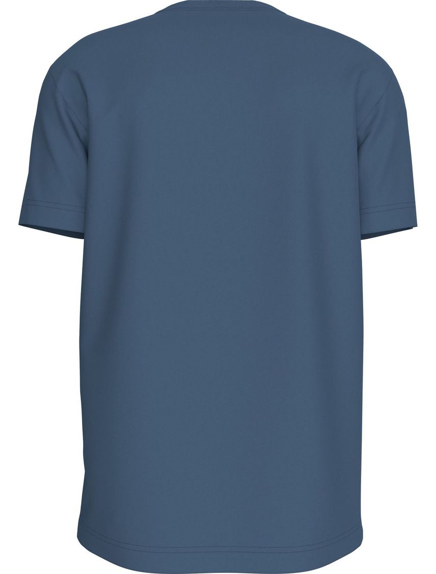Camiseta azul de algodón con insignia