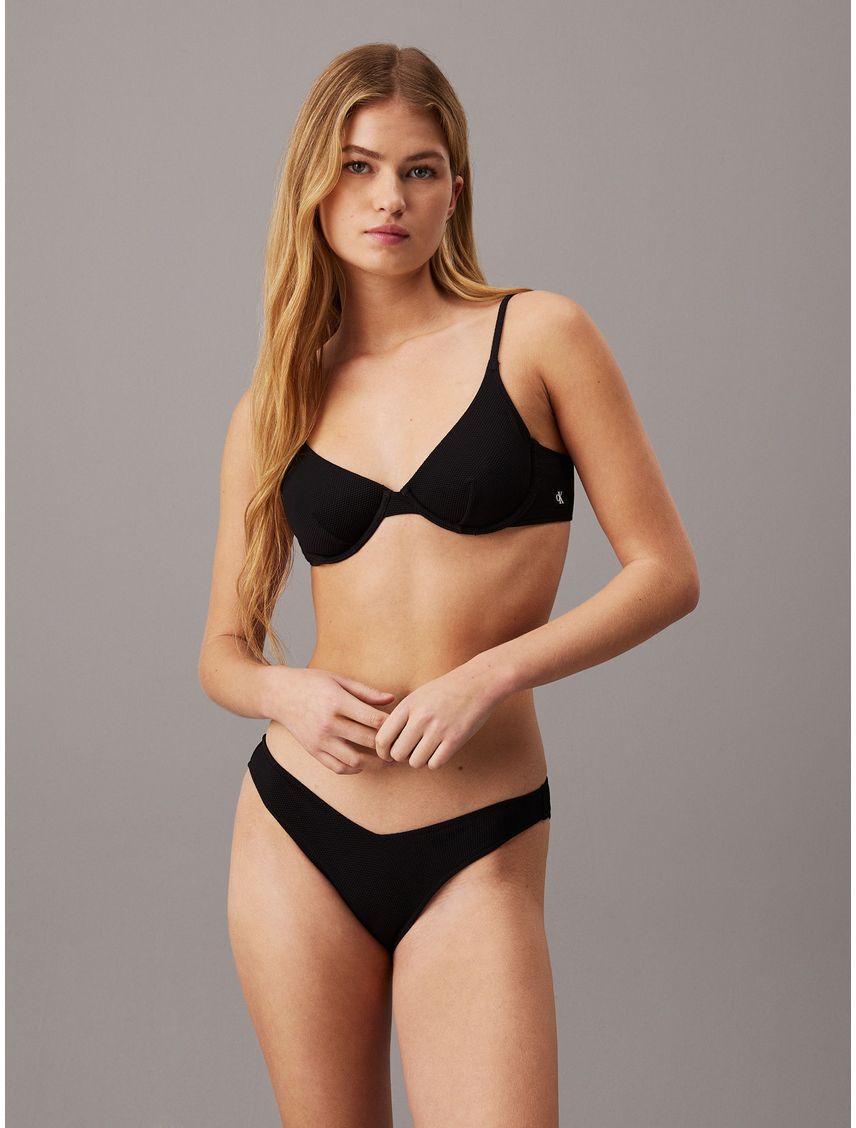 Parte negro superior de bikini - CK Monogram Texture