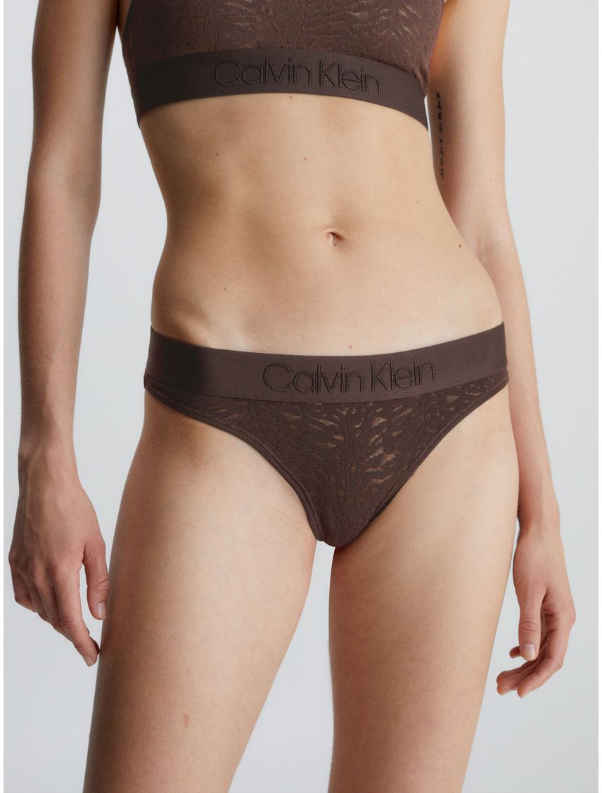 Pantie Café Tipo Tanga Con Encaje Tonal - Intrinsic
